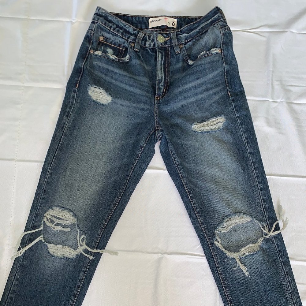 Garage Brand Blue Ripped Mom Jeans- Size 0